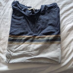 Marine Layer Navy and Gray Colorblock Long Sleeve T-shirt